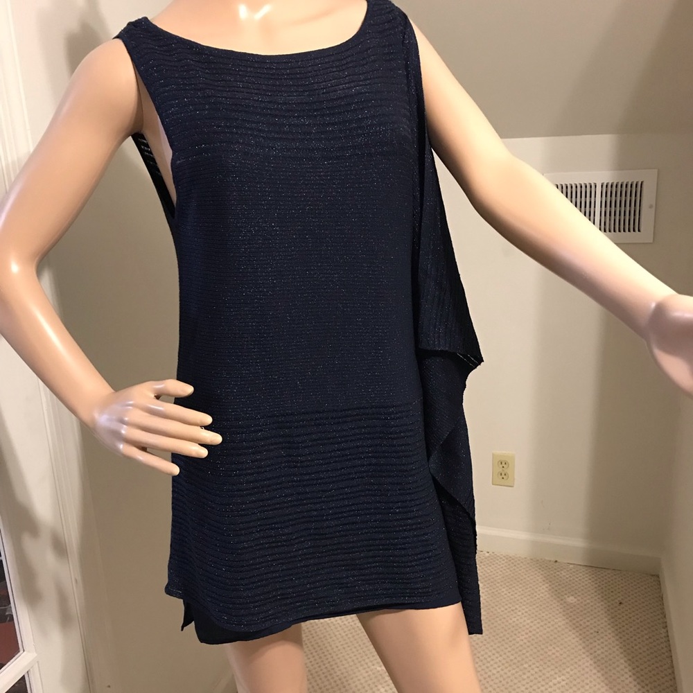 Sparkly metallic blue sleeveless tunic